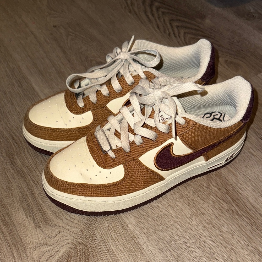 Brown and Cream Nike AF1 Sneakers